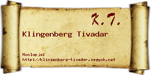 Klingenberg Tivadar névjegykártya